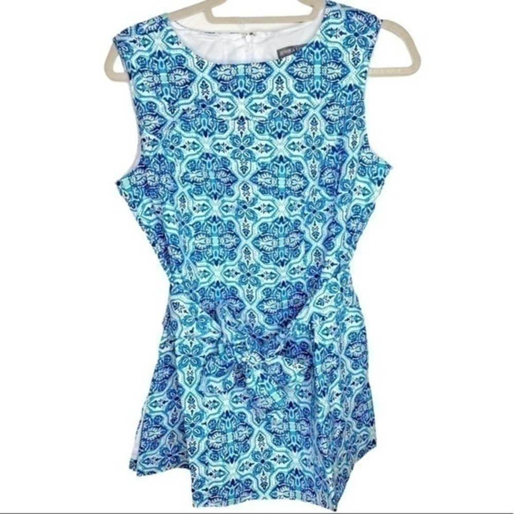 Jessica London Blue Tile Belted Blouse Size 12W